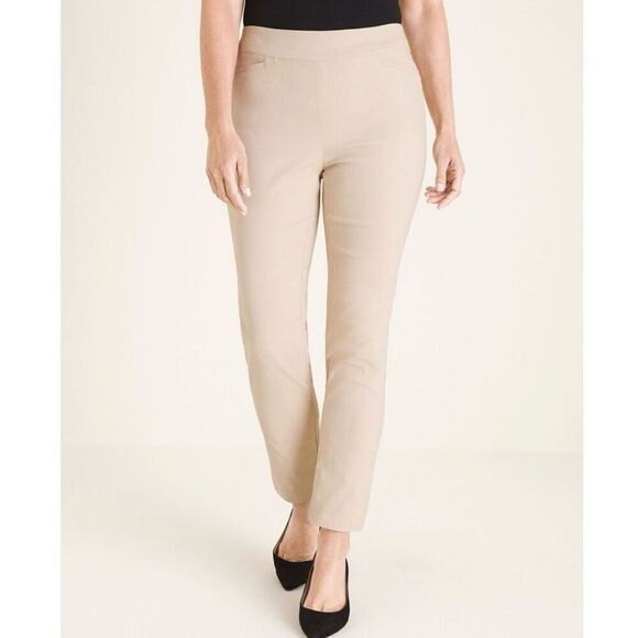 CHICO'S | So Slimming Khaki Crop Pants Pull On Slim Pants | Size 2.5 (Large, 14) - Picture 1 of 7